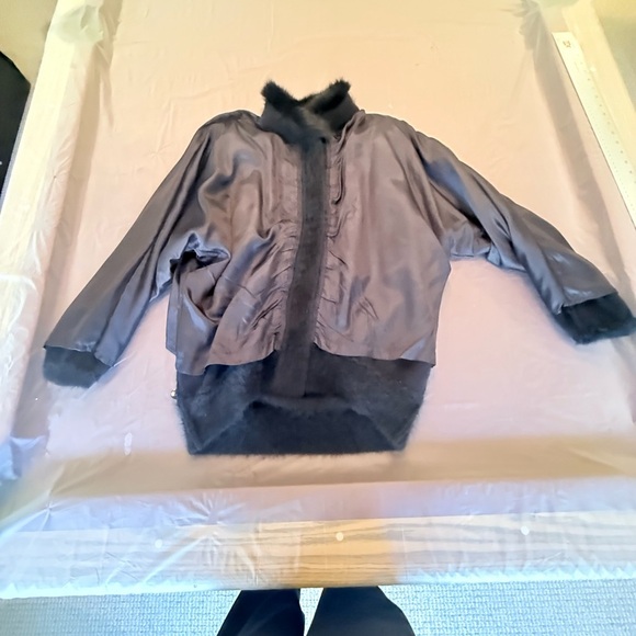 Vintage Black Fur-Trimmed Embellished Button Cardigan Sweater Size Large - Picture 2 of 11